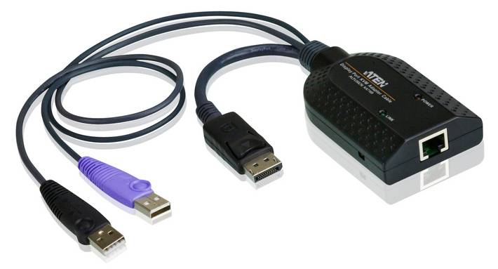 ATEN KVM Adapter [2x USB 2.0 Stecker A, DisplayPort Stecker - 1x RJ45-Buchse] 0.20 m Schwarz