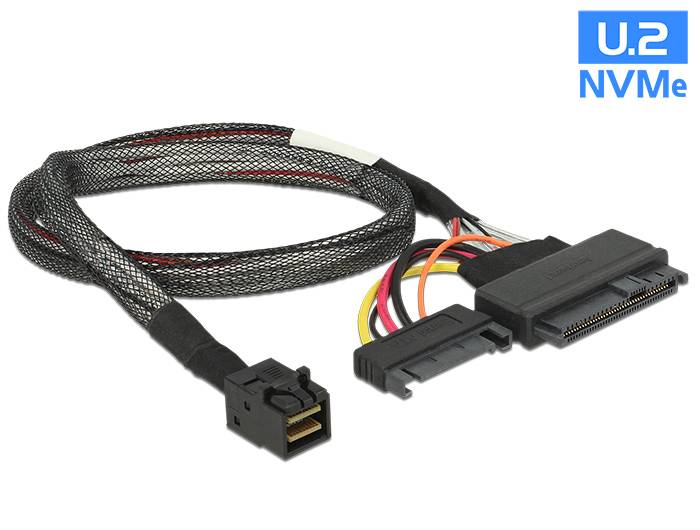 Delock Internes SAS-Kabel 4-Lane 4x Mini SAS HD SFF-8643 M bis SATA Leistung SFF-8639 50 cm Schwarz für P/N: 62696