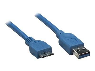TECHly USB-Kabel USB 3.2 Gen1 USB-A Stecker, USB-Micro-B 3.0 Stecker 2.00m Blau vergoldete Steckkontakte ICOC-MUSB3-A-020