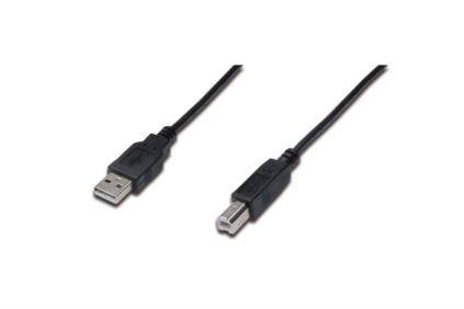Digitus USB-Kabel USB 2.0 USB-A Stecker, USB-B Stecker 0.50 m Schwarz Rund, doppelt geschirmt AK-300105-005-S