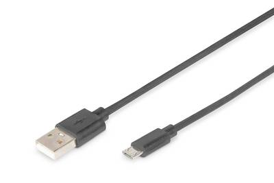 Digitus USB-Kabel USB 2.0 USB-A Stecker, USB-Micro-B Stecker 1.00 m Schwarz AK-300127-010-S
