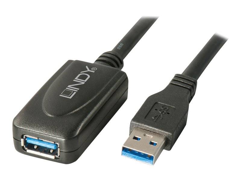 LINDY USB-Kabel USB 3.2 Gen1 (USB 3.0 / USB 3.1 Gen1) USB-A Stecker, USB-A Buchse 5.00 m Schwarz 43155