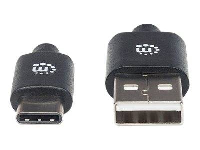 Manhattan USB-Kabel USB 2.0 USB-C® Stecker, USB-A Stecker 1.00 m Schwarz UL-zertifiziert 353298