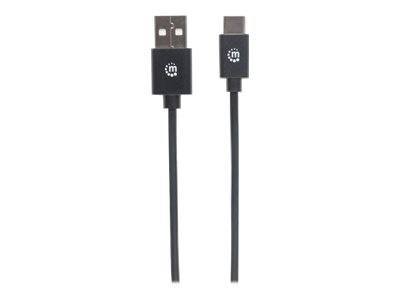 Manhattan USB-Kabel USB 2.0 USB-C® Stecker, USB-A Stecker 1.00 m Schwarz UL-zertifiziert 353298