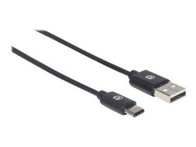 Manhattan USB-Kabel USB 2.0 USB-C® Stecker, USB-A Stecker 1.00 m Schwarz UL-zertifiziert 353298