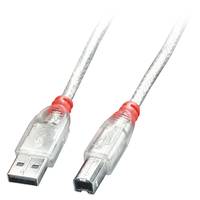 LINDY USB-Kabel USB 2.0 USB-A Stecker, USB-B Stecker 0.50 m Transparent 41751