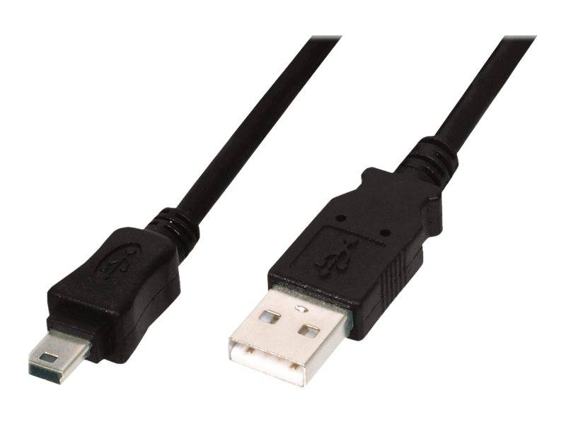 Digitus USB-Kabel USB 2.0 USB-A Stecker, USB-Mini-B Stecker 1.00 m Schwarz Rund, doppelt geschirmt AK-300130-010-S