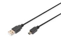 Digitus USB-Kabel USB 2.0 USB-A Stecker, USB-Mini-B Stecker 1.00 m Schwarz Rund, doppelt geschirmt AK-300130-010-S