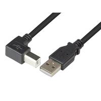 Techly USB 2.0 Kabel,A-Stecker auf B-Stecker,gewinkelt,1m,sw