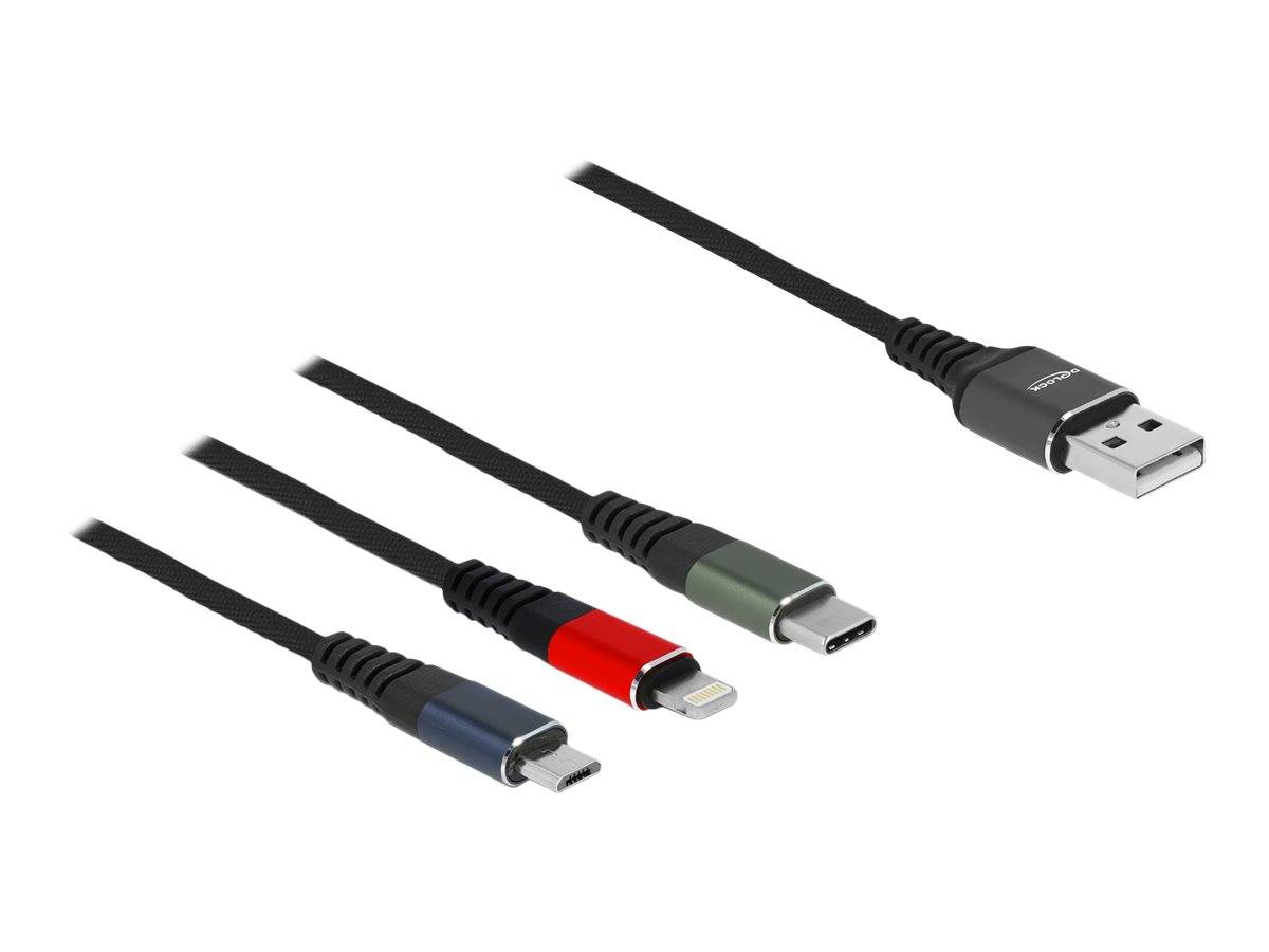 Delock - Lightning-Kabel, nur zum Aufladen - USB männlich zu Micro-USB Typ B, Lightning, USB-C männlich
