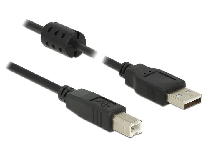 Delock USB-Kabel USB 2.0 USB-A Stecker, USB-B Stecker 1.50 m Schwarz mit Ferritkern 84896