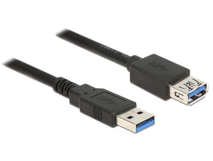 Delock USB-Kabel USB 3.2 Gen1 (USB 3.0 / USB 3.1 Gen1) USB-A Stecker, USB-A Buchse 1.00 m Schwarz vergoldete Steckkontakte 85054