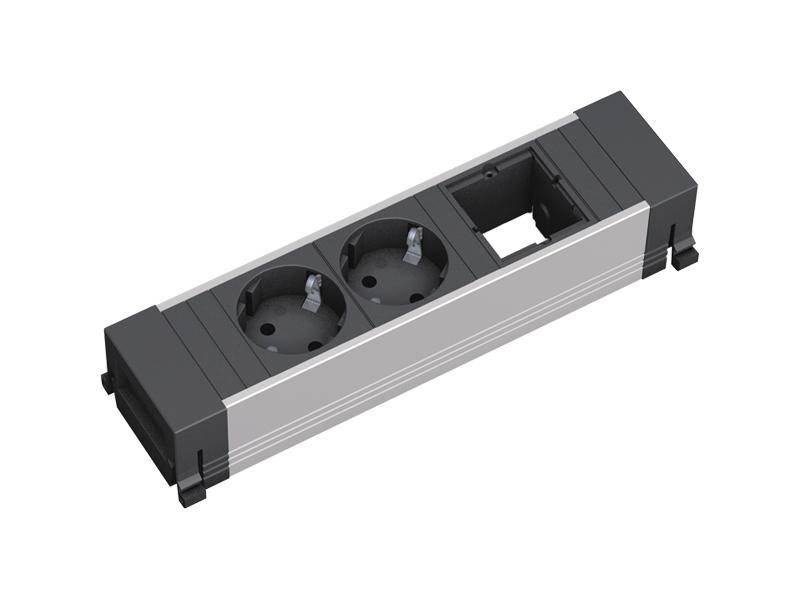 Bachmann 916.000 Steckdosenleiste ohne Schalter Aluminium, Schwarz Schutzkontakt