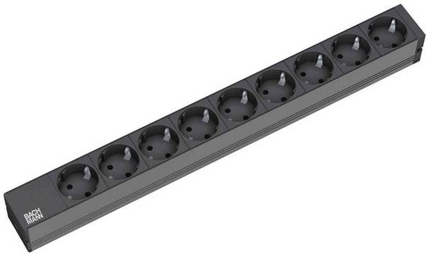 Bachmann 333.506 19 Zoll Netzwerkschrank-Steckdosenleiste 1 HE Schutzkontaktsteckdose Schwarz