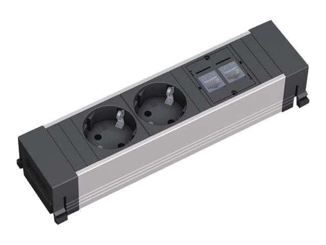 Bachmann 317.101 Steckdosenleiste ohne Schalter Aluminium, Schwarz Schutzkontakt