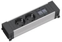 Bachmann 317.101 Steckdosenleiste ohne Schalter Aluminium, Schwarz Schutzkontakt