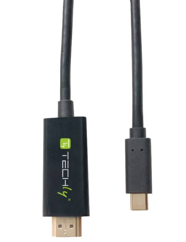 TECHly - Video- / Audio- / Datenkabel - 24 pin USB-C männlich umkehrbar zu HDMI männlich