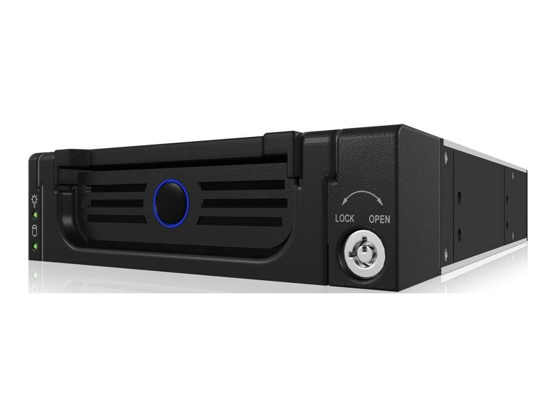 IB-138SK-B-II; ICY BOX Wechselrahmen für 3,5" SATA I/II/III & SAS HDD, blue circle Light, black color
