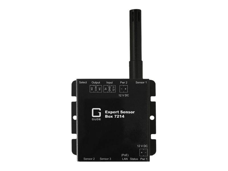 GUDE 721412 Expert LAN-Sensor für Temperatur, Luftfeuchte und I/O-Monitoring, PoE