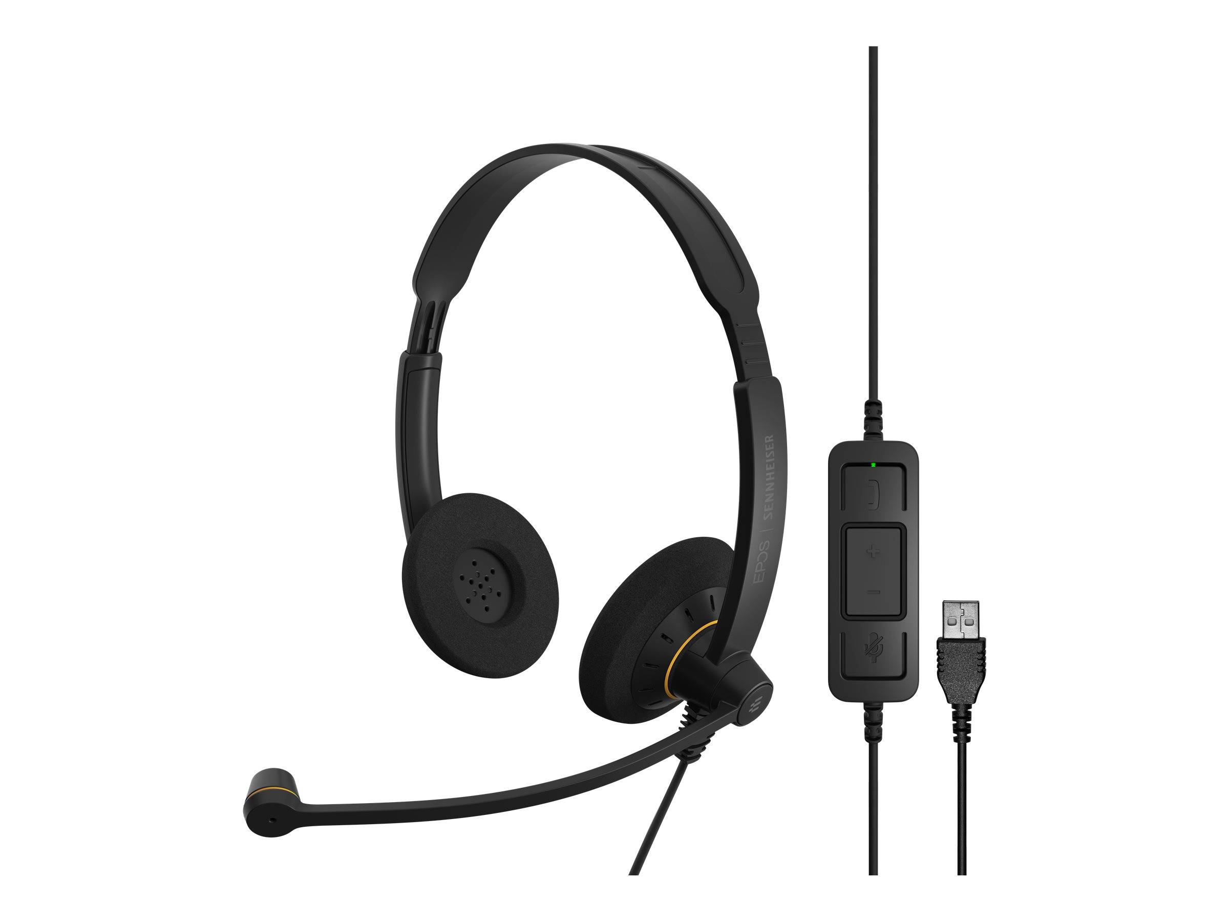 EPOS Impact SC 60 USB ML Telefon On Ear Headset kabelgebunden Stereo Schwarz Mikrofon-Rauschunterdrückung, Noise Cancelling Lautstärkeregelung, Mik