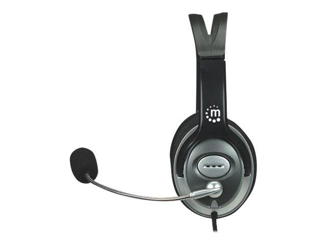 Manhattan Classic Stereo Headset Over Ear Headset kabelgebunden Schwarz Lautstärkeregelung