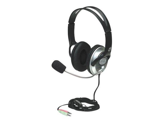 Manhattan Classic Stereo Headset Over Ear Headset kabelgebunden Schwarz Lautstärkeregelung