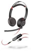 Plantronics Blackwire C5220 Telefon On Ear Headset kabelgebunden Stereo Schwarz, Rot Noise Cancelling Mikrofon-Stummschaltung