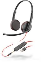 Plantronics Blackwire C3225 binaural Telefon On Ear Headset kabelgebunden Stereo Schwarz Mikrofon-Rauschunterdrückung, Noise Cancelling Lautstärker