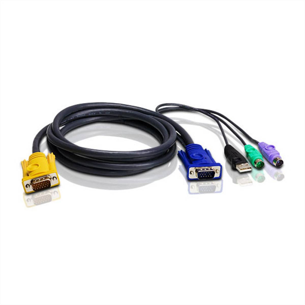 ATEN KVM Anschlusskabel [2x PS/2-Stecker, USB 2.0 Stecker A, SPHD-15-Stecker - 1x SPHD-15-Stecker] 1.80 m Schwarz