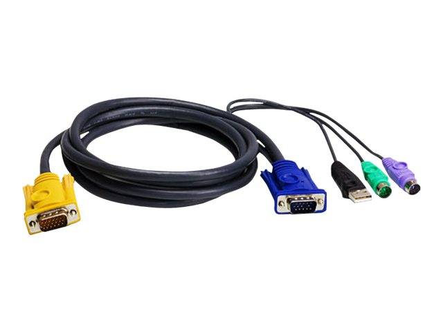 ATEN KVM Anschlusskabel [2x PS/2-Stecker, USB 2.0 Stecker A, SPHD-15-Stecker - 1x SPHD-15-Stecker] 1.80 m Schwarz