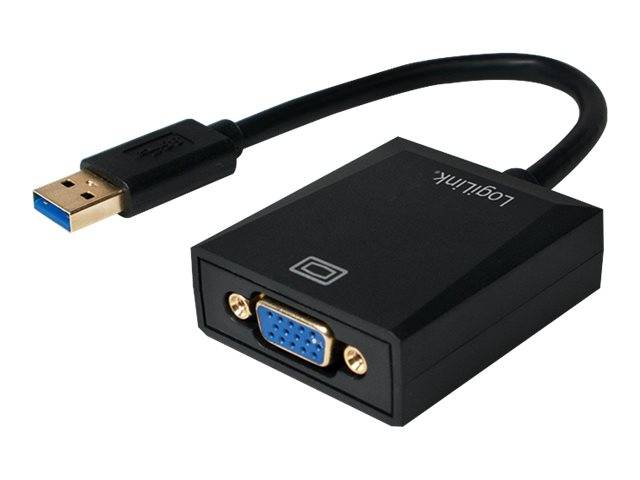 LogiLink UA0231 USB / VGA Adapter [1x USB 3.2 Gen 1 Stecker A (USB 3.0) - 1x VGA-Buchse] Schwarz 10.00 cm