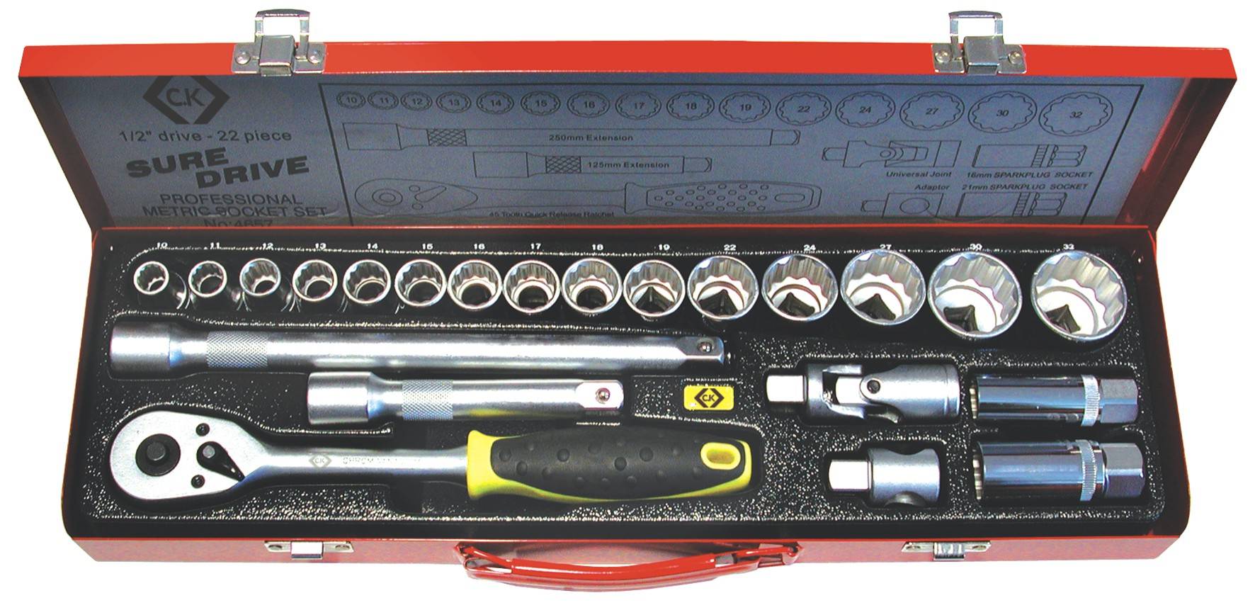 C.K Steckschlüsselsatz metrisch 1/2" (12.5 mm) 22teilig T4657