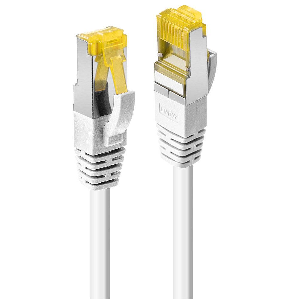 LINDY 47321 RJ45 Netzwerkkabel, Patchkabel CAT 6a (Rohkabel CAT 7) S/FTP 0.50 m Weiß mit Rastnasenschutz 1 St.