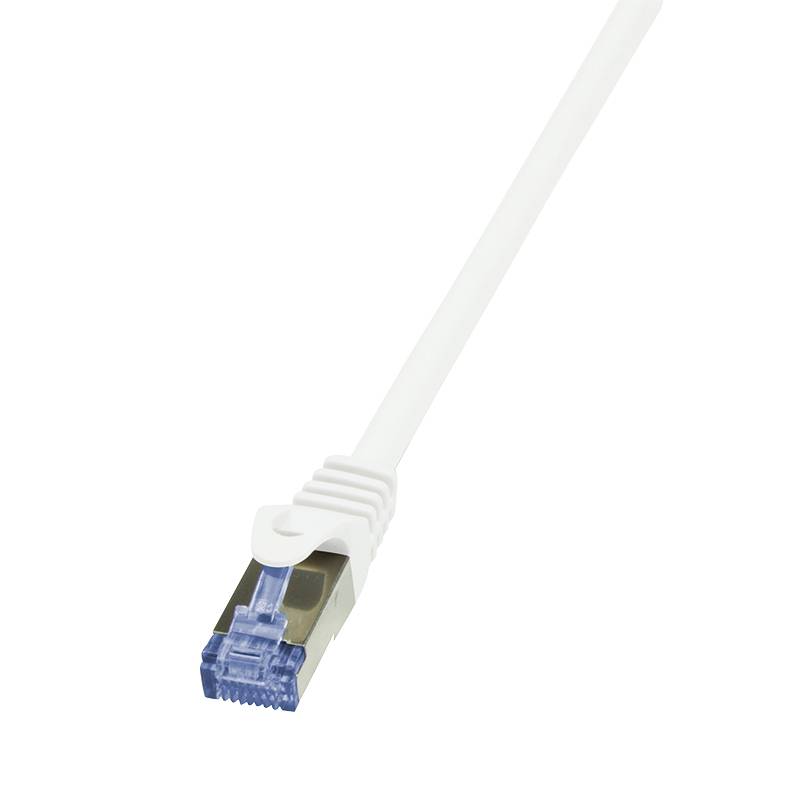 LogiLink CQ4021S RJ45 Netzwerkkabel, Patchkabel S/FTP 0.50 m Weiß vergoldete Steckkontakte, Flammwidrig, mit Rastnasenschutz 1 St.