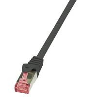 LogiLink CQ2023S RJ45 Netzwerkkabel, Patchkabel CAT 6 S/FTP 0.50 m Schwarz Flammwidrig, mit Rastnasenschutz 1 St.