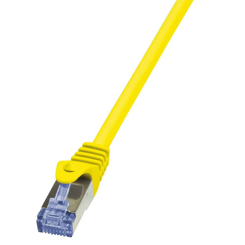 LogiLink CQ3017S RJ45 Netzwerkkabel, Patchkabel CAT 6a S/FTP 0.25 m Gelb Flammwidrig, mit Rastnasenschutz 1 St.