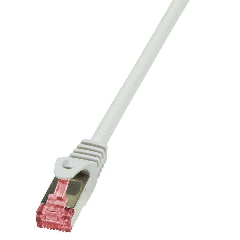 LogiLink CQ2022S RJ45 Netzwerkkabel, Patchkabel CAT 6 S/FTP 0.50 m Grau Flammwidrig, mit Rastnasenschutz 1 St.