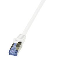 LogiLink CQ3091S RJ45 Netzwerkkabel, Patchkabel CAT 6a S/FTP 10.00 m Weiß Flammwidrig, mit Rastnasenschutz 1 St.