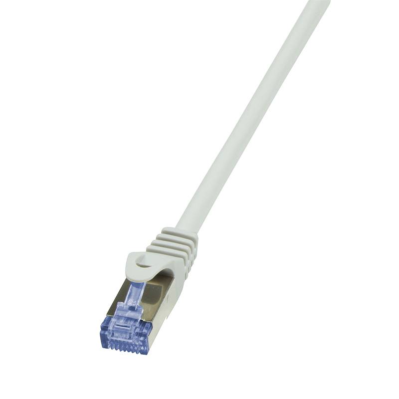 LogiLink CQ4012S RJ45 Netzwerkkabel, Patchkabel S/FTP 0.25 m Grau vergoldete Steckkontakte, Flammwidrig, mit Rastnasenschutz 1 St.