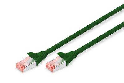 Digitus DK-1644-100/G RJ45 Netzwerkkabel, Patchkabel CAT 6 S/FTP 10.00 m Grün Halogenfrei, verdrillte Paare, mit Rastnasenschutz, Flammwidrig 1 St