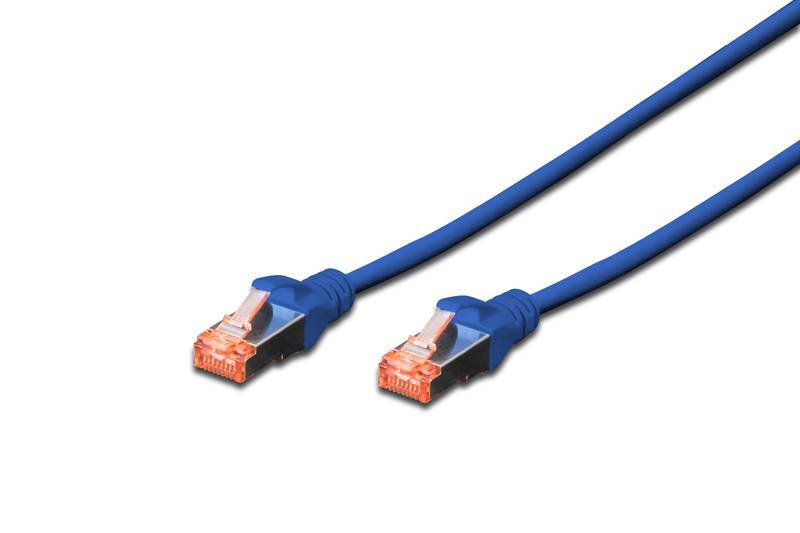 Digitus DK-1644-005/B RJ45 Patchkabel CAT 6 S/FTP 0.50m Blau Halogenfrei, verdrillte Paare, mit Rastnasenschutz, Flammwidrig