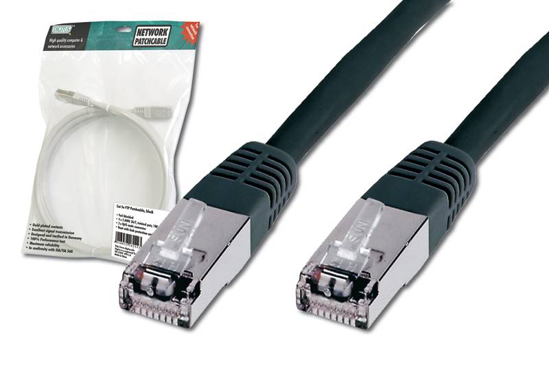 Digitus DK-1531-010/BL RJ45 Netzwerkkabel, Patchkabel CAT 5e SF/UTP 1.00 m Schwarz UL-zertifiziert 1 St.