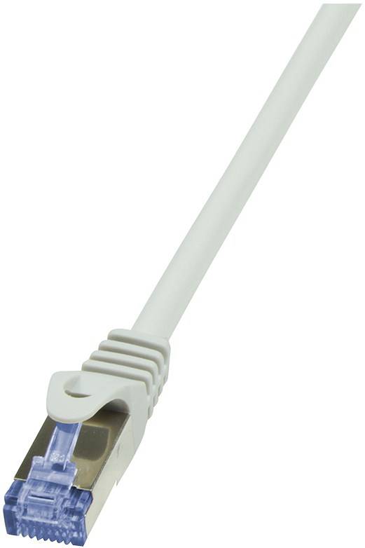 LogiLink CQ3032S RJ45 Netzwerkkabel, Patchkabel CAT 6a S/FTP 1.00 m Grau Flammwidrig, mit Rastnasenschutz 1 St.