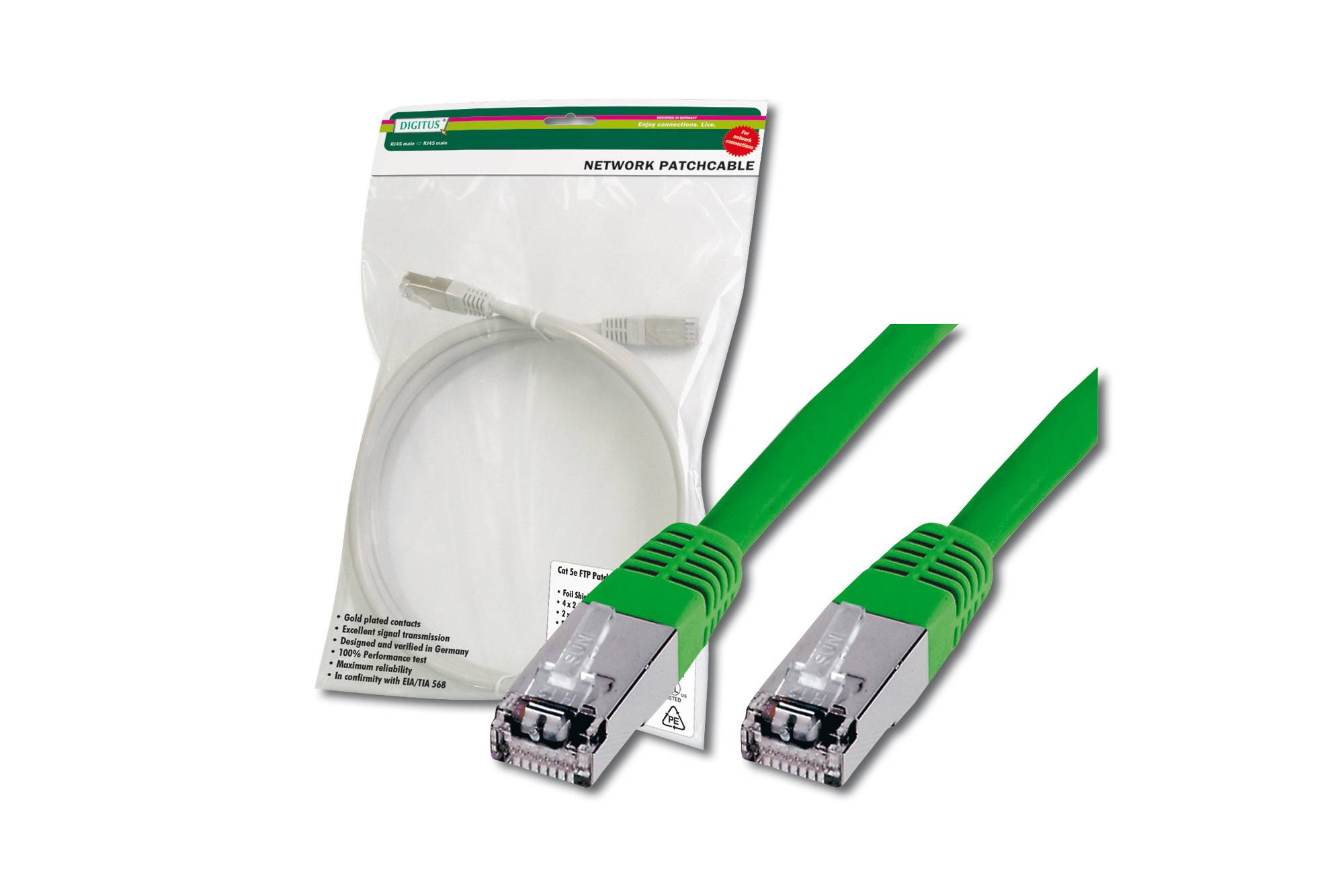 Digitus DK-1531-020/G RJ45 Netzwerkkabel, Patchkabel CAT 5e SF/UTP 2.00 m Grün verdrillte Paare 1 St.
