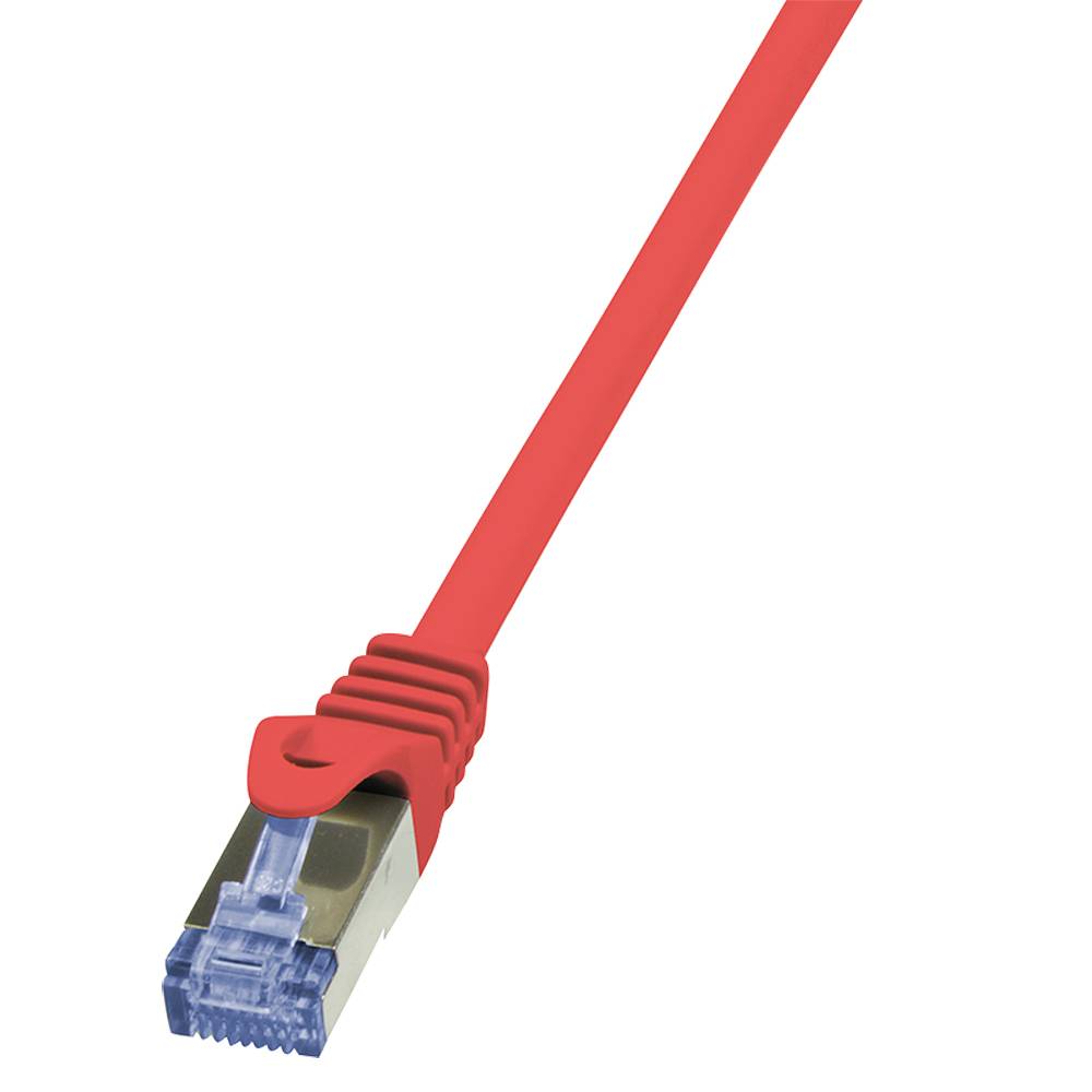 LogiLink CQ3034S RJ45 Netzwerkkabel, Patchkabel CAT 6a S/FTP 1.00 m Rot Flammwidrig, mit Rastnasenschutz 1 St.
