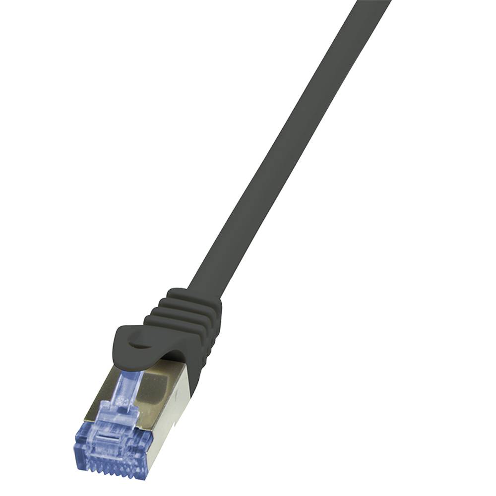 LogiLink CQ3013S RJ45 Netzwerkkabel, Patchkabel CAT 6a S/FTP 0.25 m Schwarz Flammwidrig, mit Rastnasenschutz 1 St.