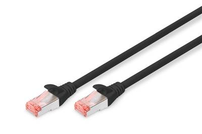 Digitus DK-1644-030/BL RJ45 Netzwerkkabel, Patchkabel CAT 6 S/FTP 3.00 m Schwarz Halogenfrei, verdrillte Paare, mit Rastnasenschutz, Flammwidrig