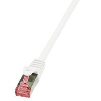 LogiLink CQ2031S RJ45 Netzwerkkabel, Patchkabel CAT 6 S/FTP 1.00 m Weiß Flammwidrig, mit Rastnasenschutz 1 St.