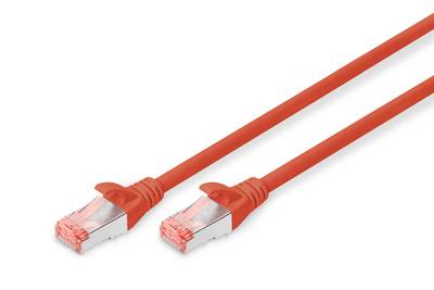 Digitus DK-1644-005/R RJ45 Netzwerkkabel, Patchkabel CAT 6 S/FTP 0.50 m Rot Halogenfrei, verdrillte Paare, mit Rastnasenschutz, Flammwidrig 1 St.