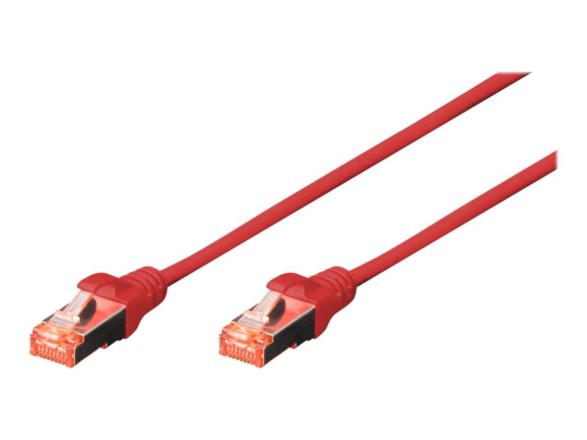 Digitus DK-1644-005/R RJ45 Netzwerkkabel, Patchkabel CAT 6 S/FTP 0.50 m Rot Halogenfrei, verdrillte Paare, mit Rastnasenschutz, Flammwidrig 1 St.